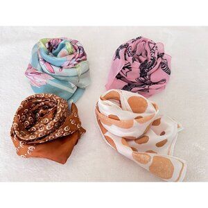 Lot of 4 Vintage to Modern Scarves Brands Echo Vera Vince Camuto Honey